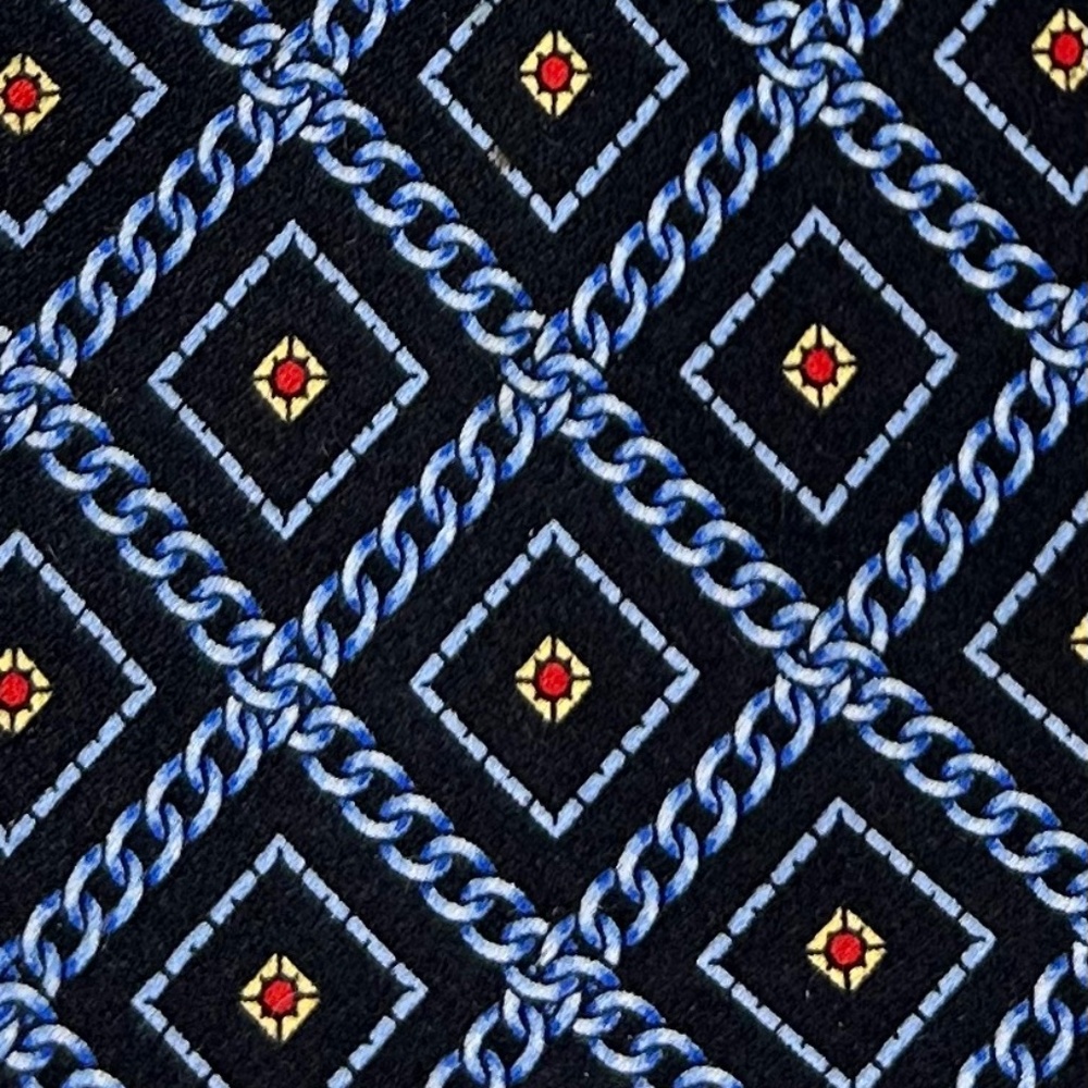 new Zilli tie necktie 100% silk chain navy blue